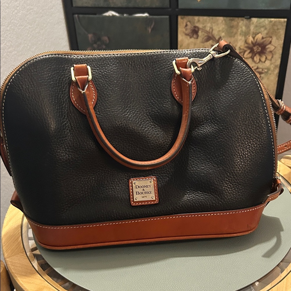 Dooney & Bourke Black and Brown Leather Satchel